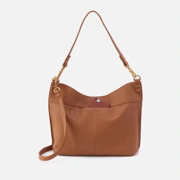 HOBO Pier Shoulder Bag purse in Brown Tan Pebbled Leather - Picture 4 of 12